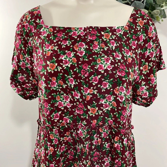 NWOT Natural Life Floral Print Boho Short Sleeve Floral Tiered Dress XS/S - Picture 2 of 16